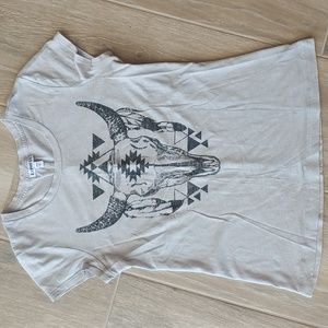 Express Sz S Native Tribal Skull T-Shirt, Grey/Black